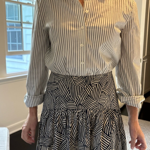 Staud navy and White Geometric shirt dress size 4. - Picture 3 of 4